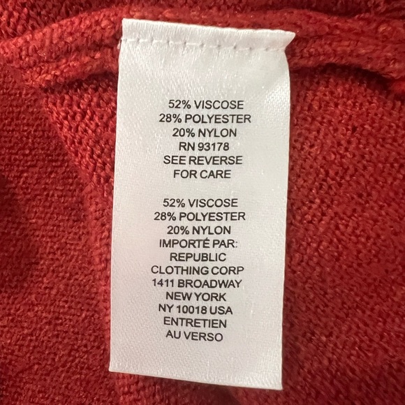 INDUSTRY orange viscose blend V-neck knit sweater size S - Picture 4 of 7